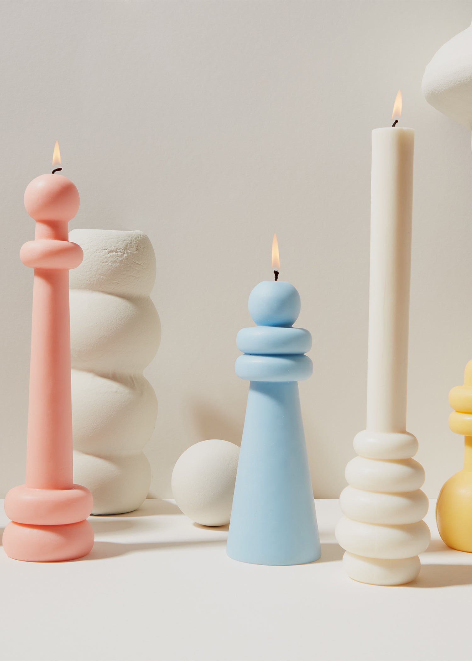 Spindle Candle Knubby | Creme Wit