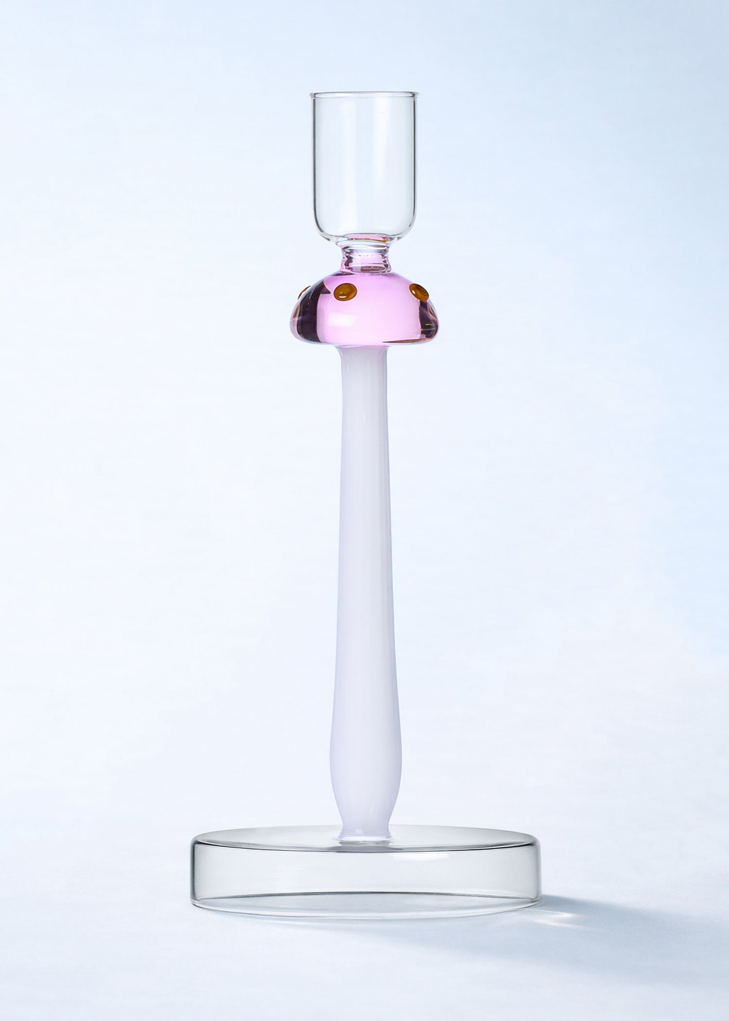 Alice in Wonderland Glazen Paddenstoel Kandelaar, Pink