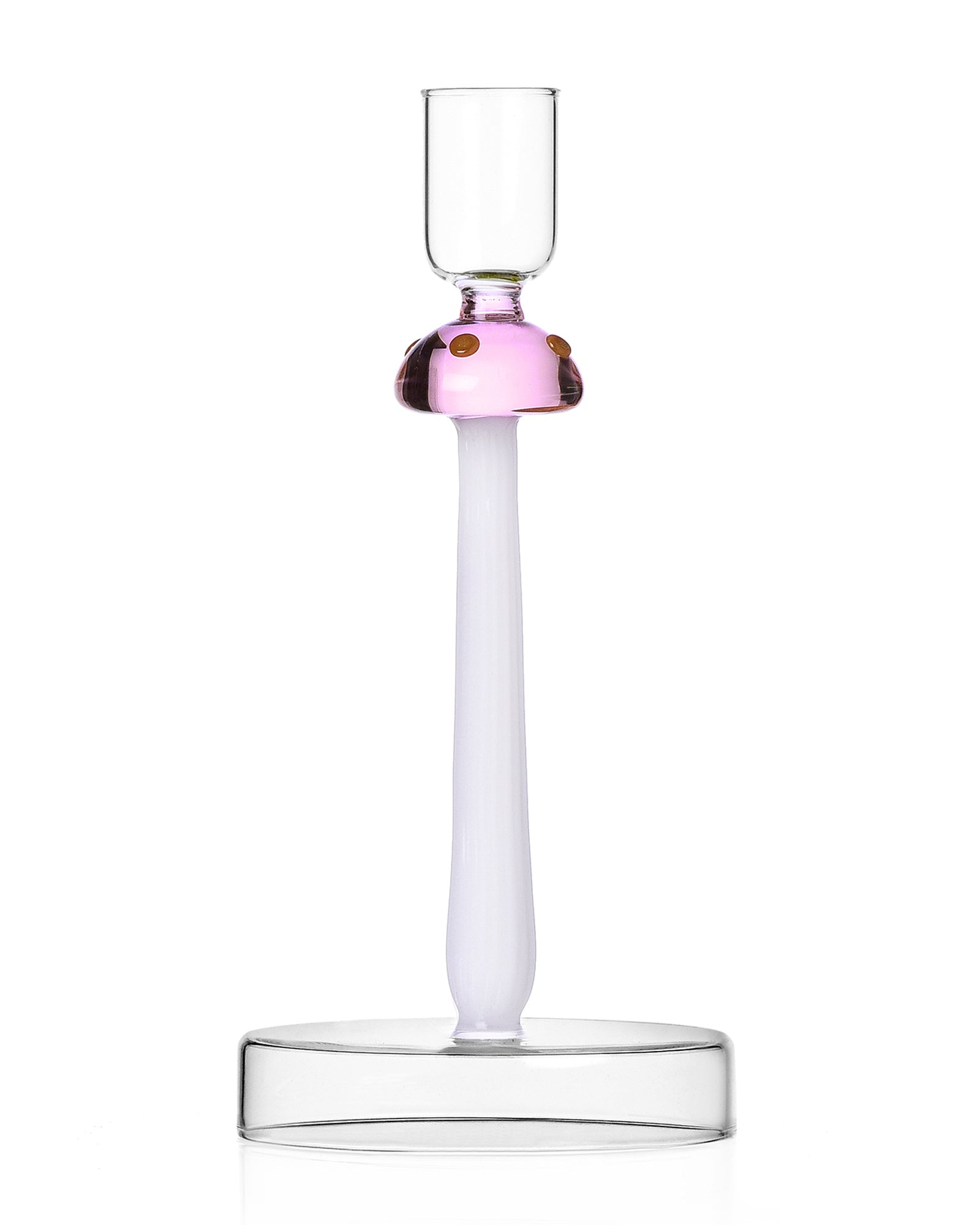 Alice in Wonderland Glazen Paddenstoel Kandelaar, Pink