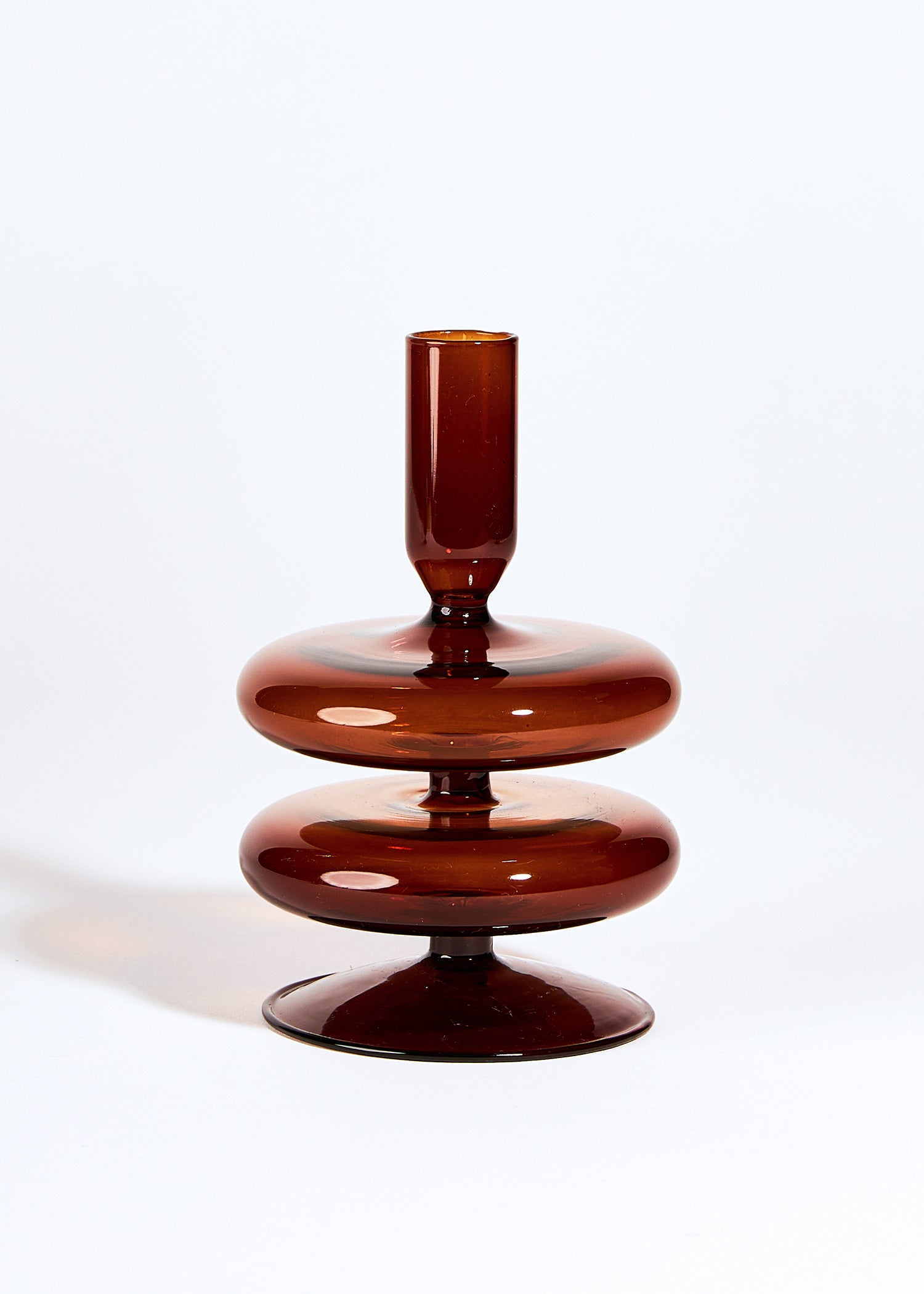 Glazen Kandelaar Double Bubble | Dark Sienna Brown