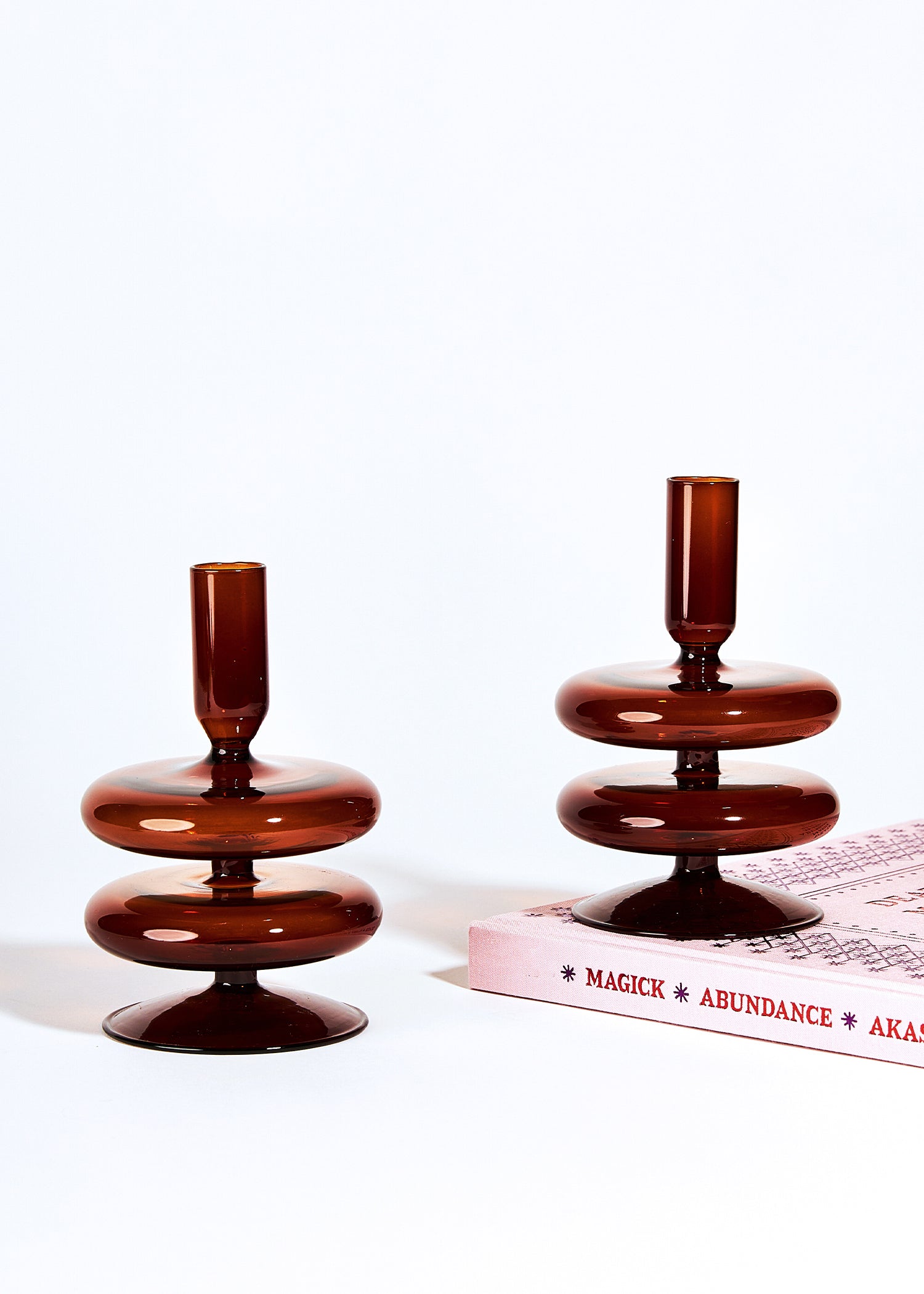 Glazen Kandelaar Double Bubble | Dark Sienna Brown