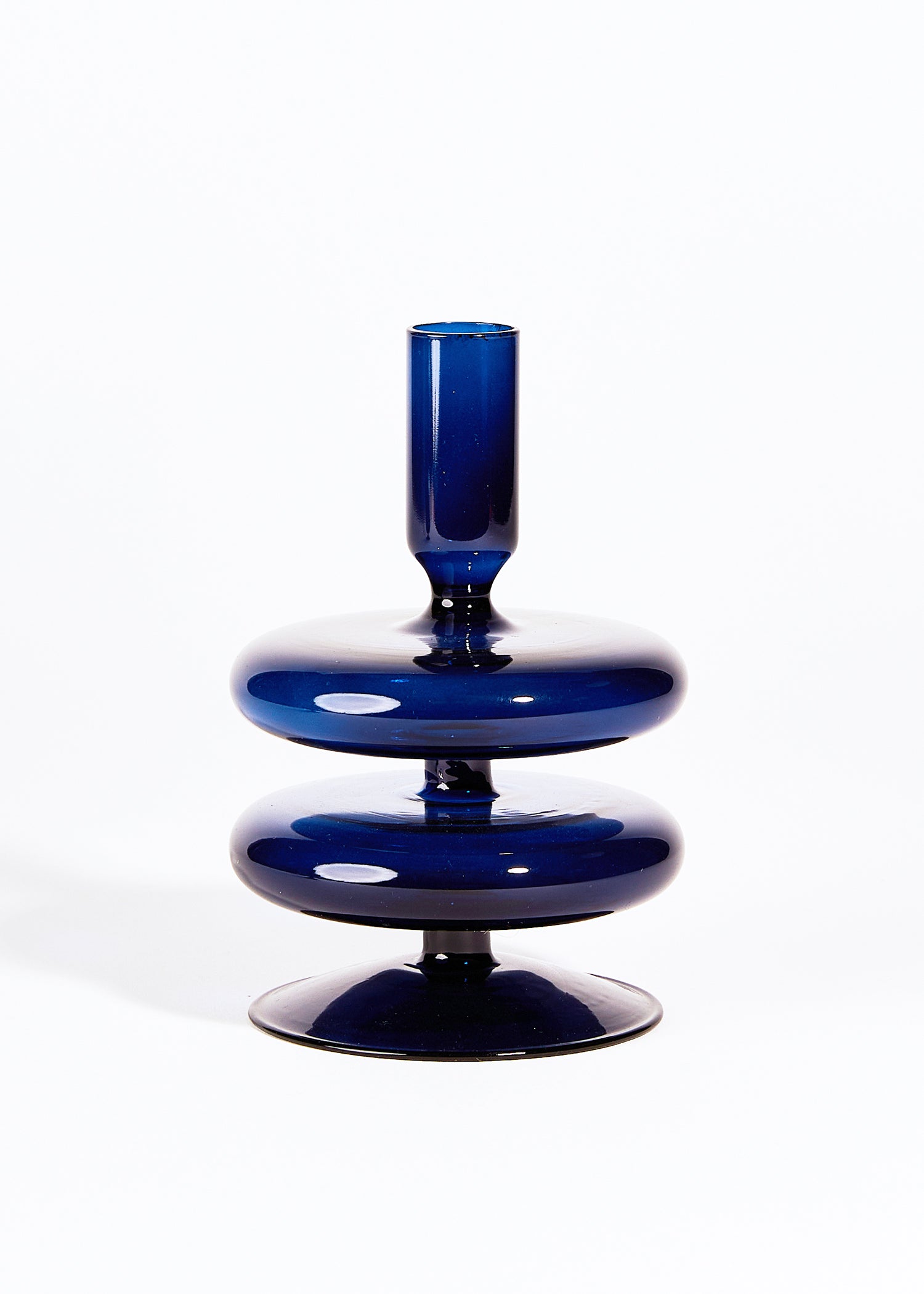 Glazen Kandelaar Double Bubble | Midnight Blue