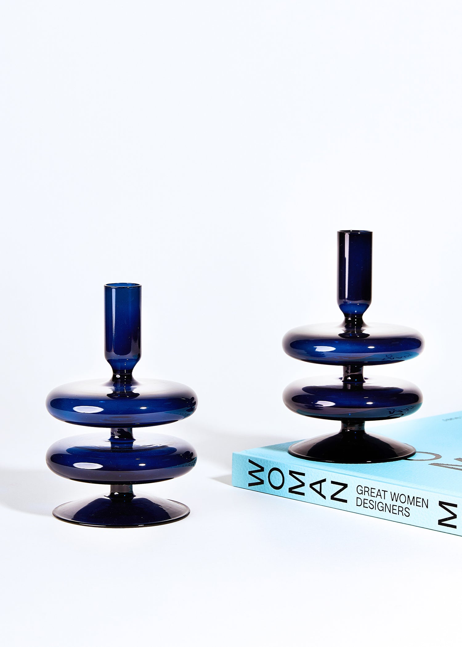 Glazen Kandelaar Double Bubble | Midnight Blue