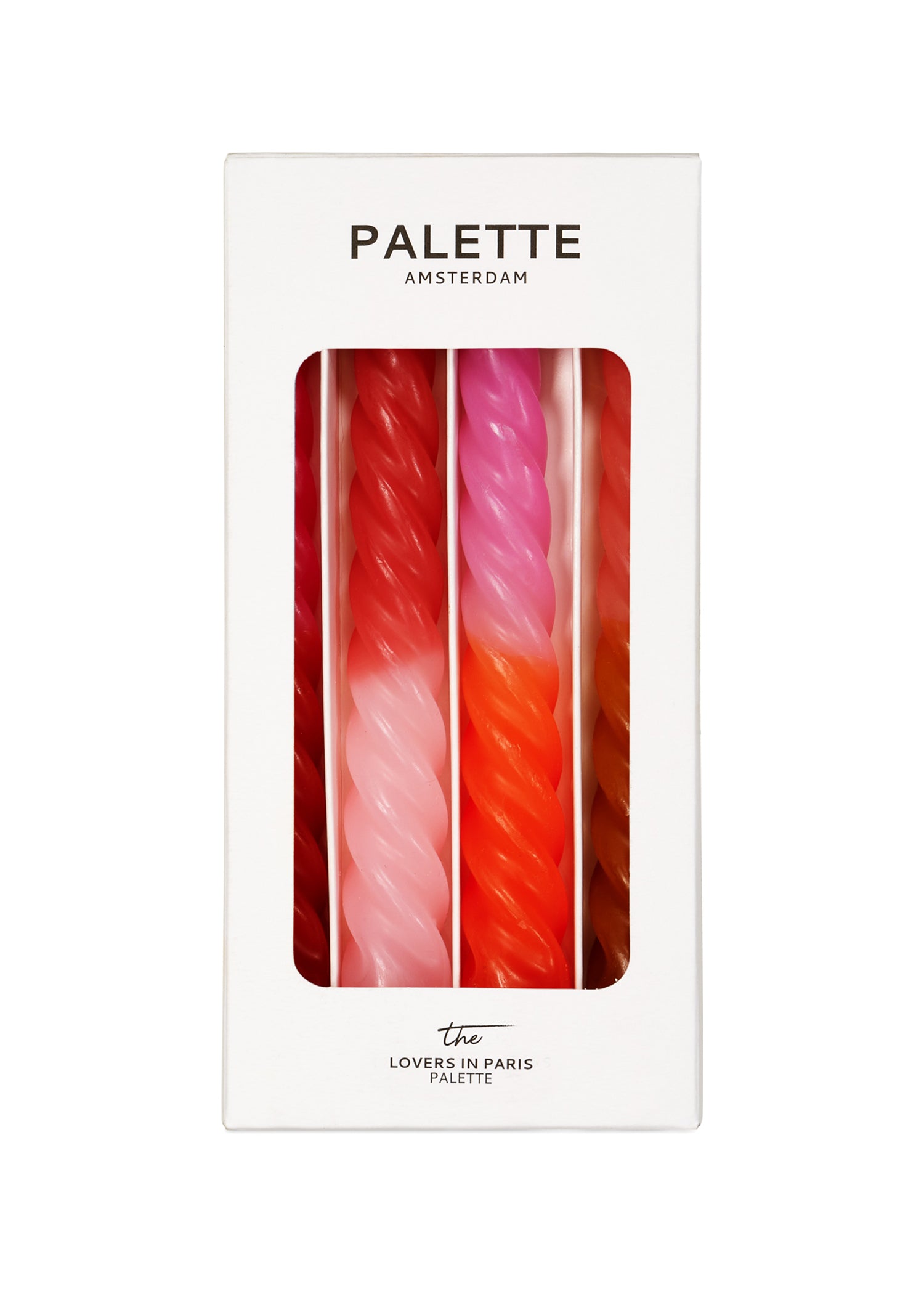 Gedraaide Palette Amsterdam dip dye twist dinerkaarsen set van Kaars Online.