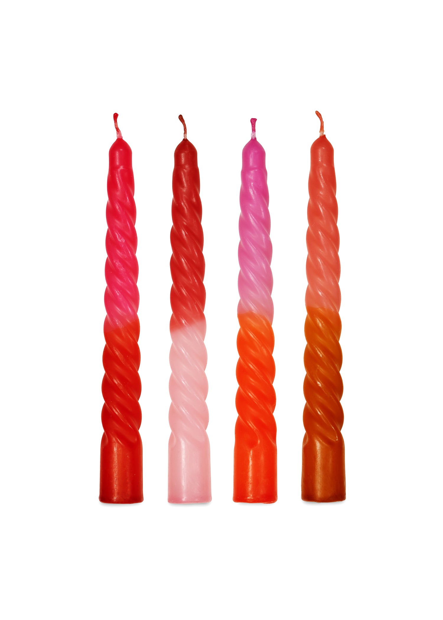 Gedraaide Palette Amsterdam dip dye twist dinerkaarsen set van Kaars Online.