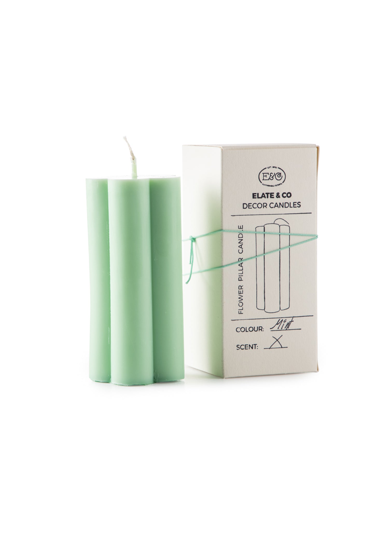 Lichtgroene Bloem Pilaar Kaars van Koolzaadwas