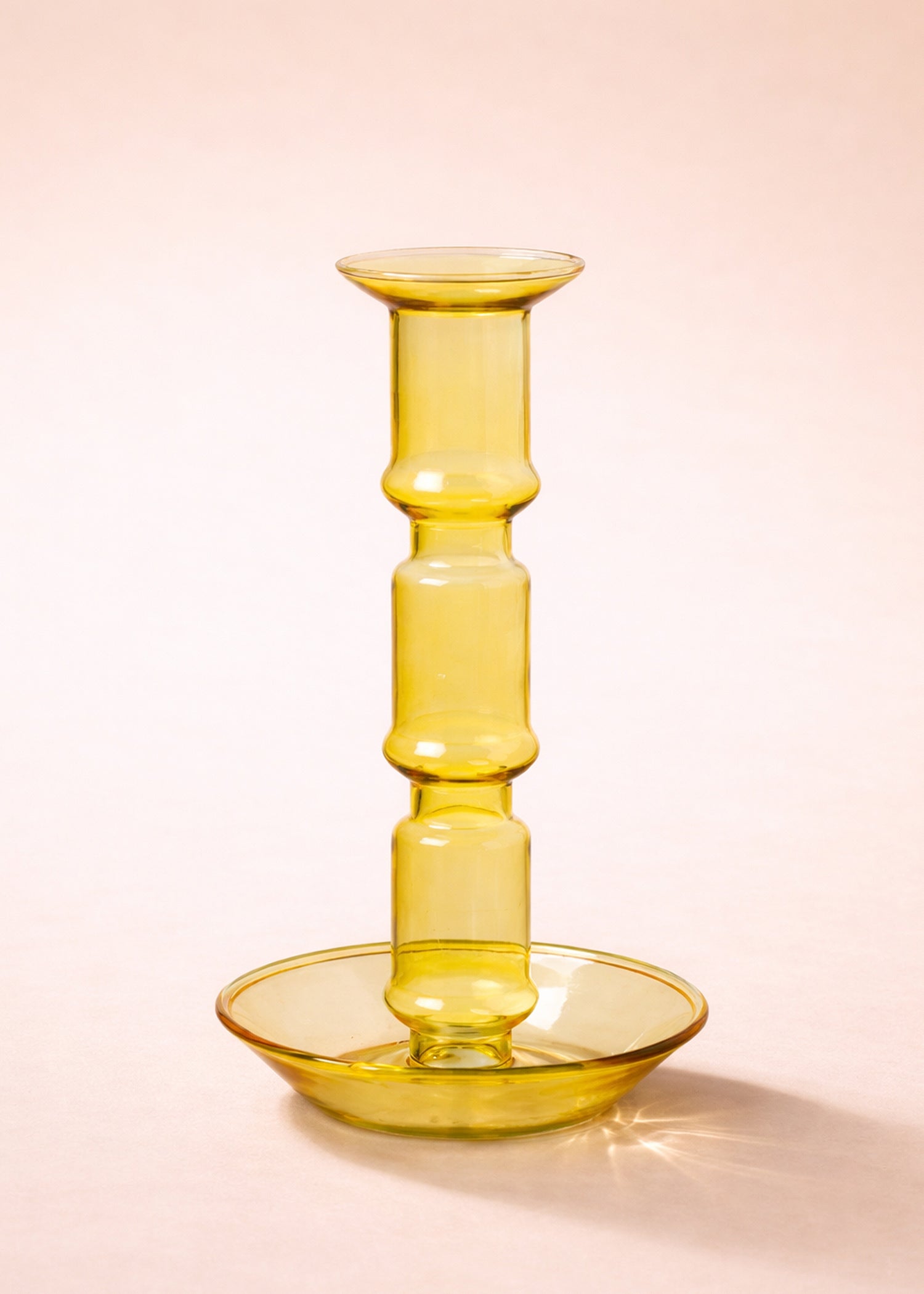 Klassiek Glazen Kandelaar | Geel
