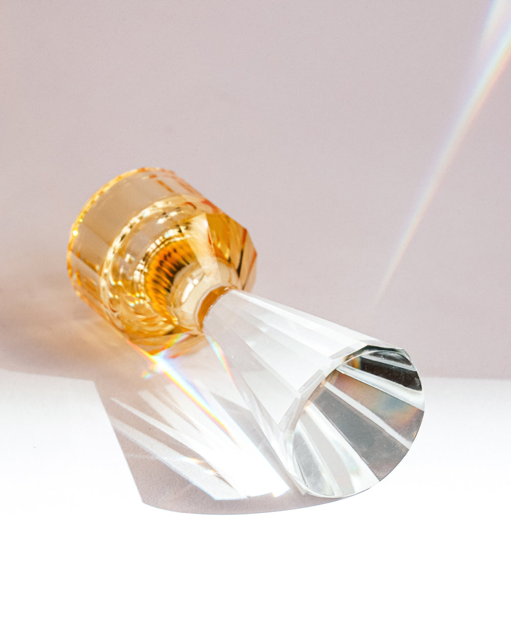 Grote Zware Kristallen Kandelaar Amber Glow