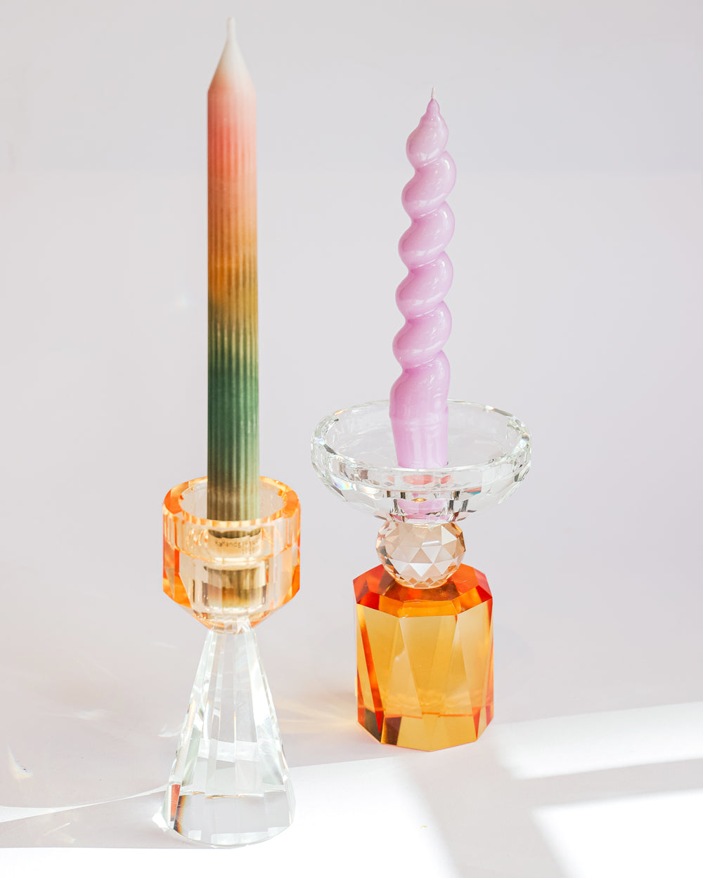 Grote zware kristallen kandelaar, Amber No2