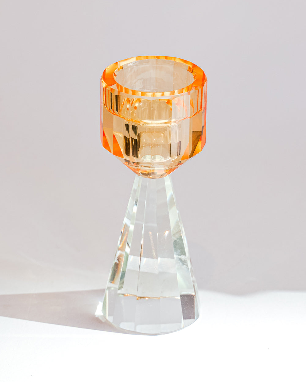 Grote zware kristallen kandelaar, Amber No2