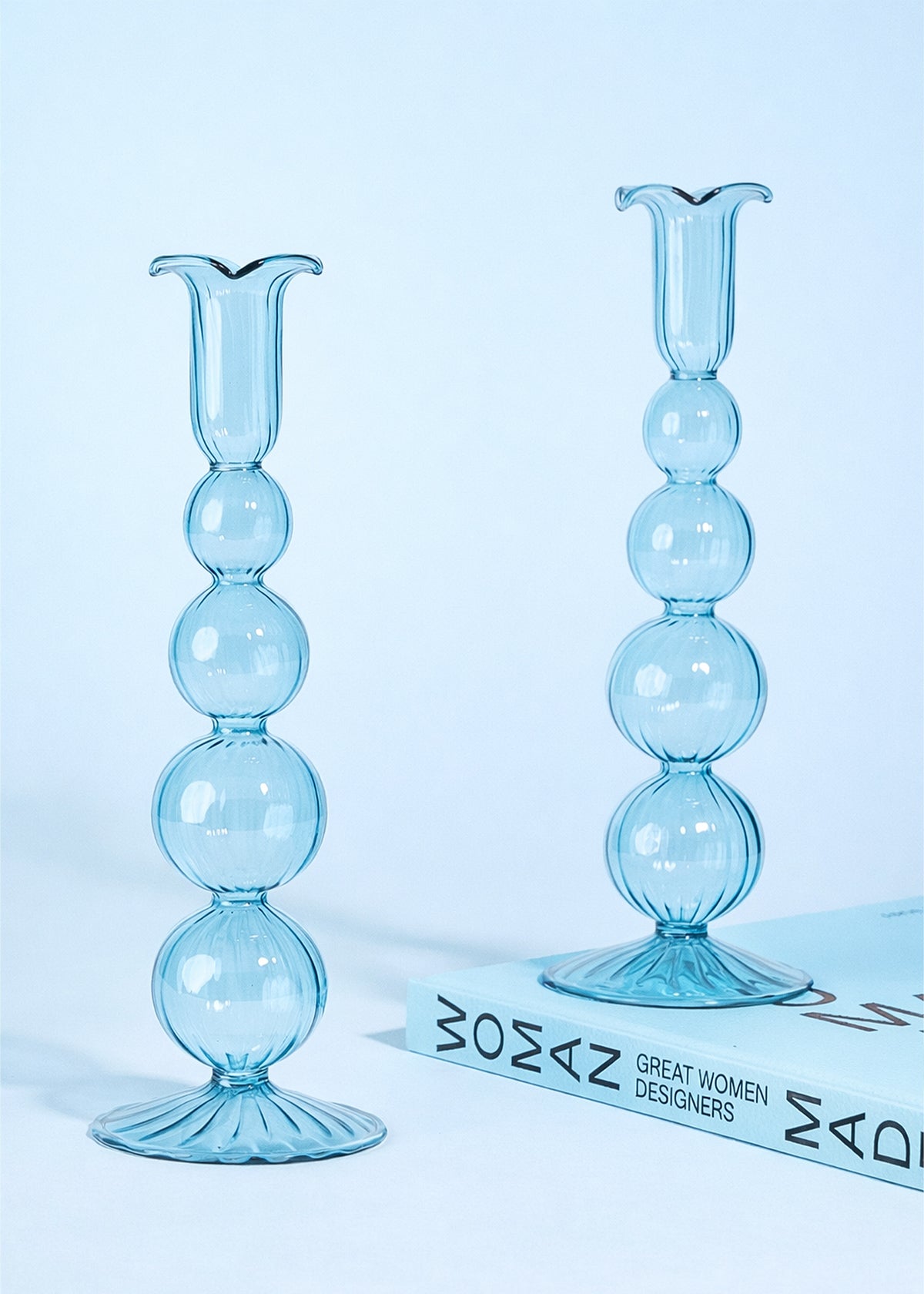 Glazen Kandelaar Bubble Elegant | Tall Light Blue