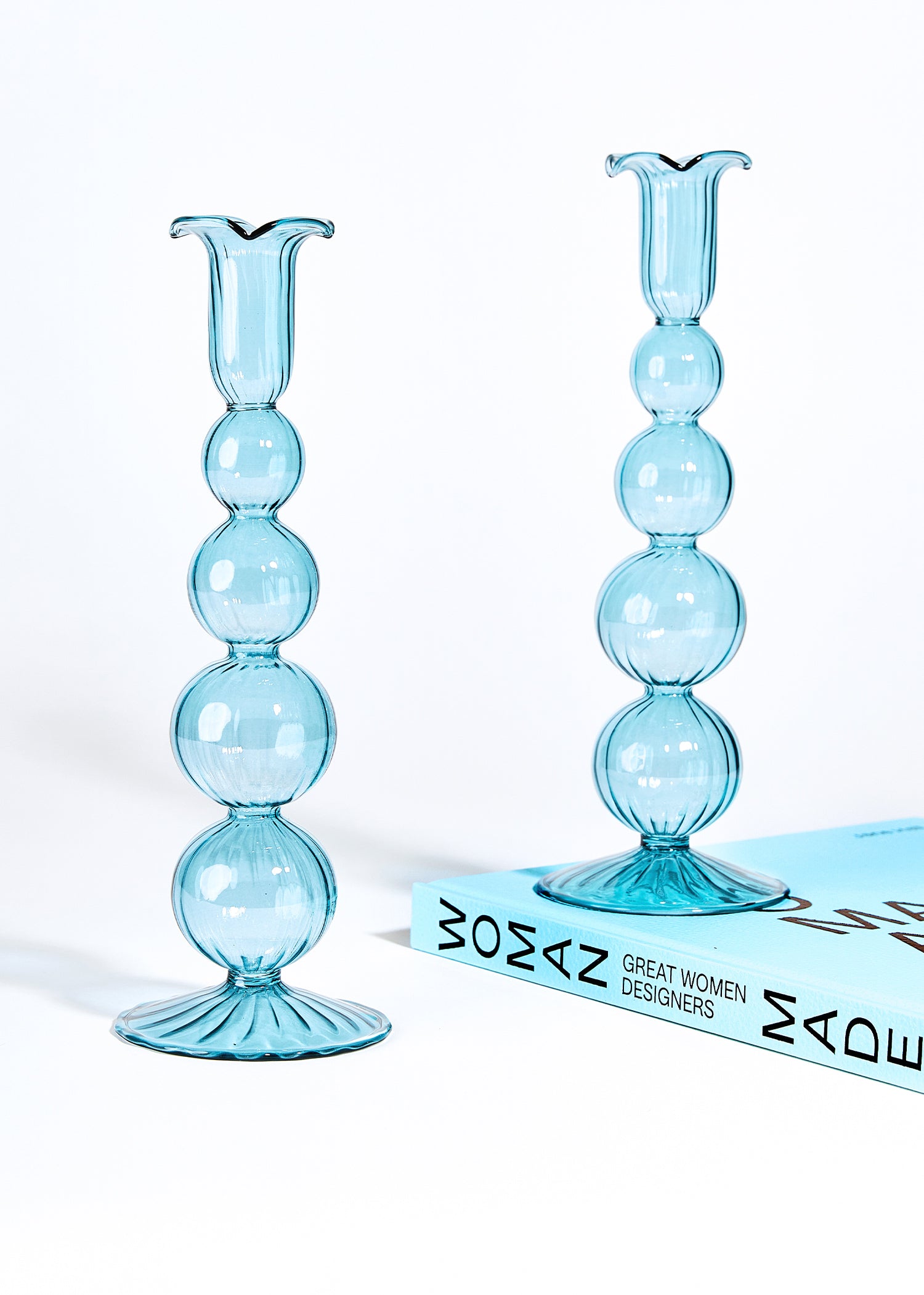 Glazen Kandelaar Bubble Elegant | Tall Light Blue