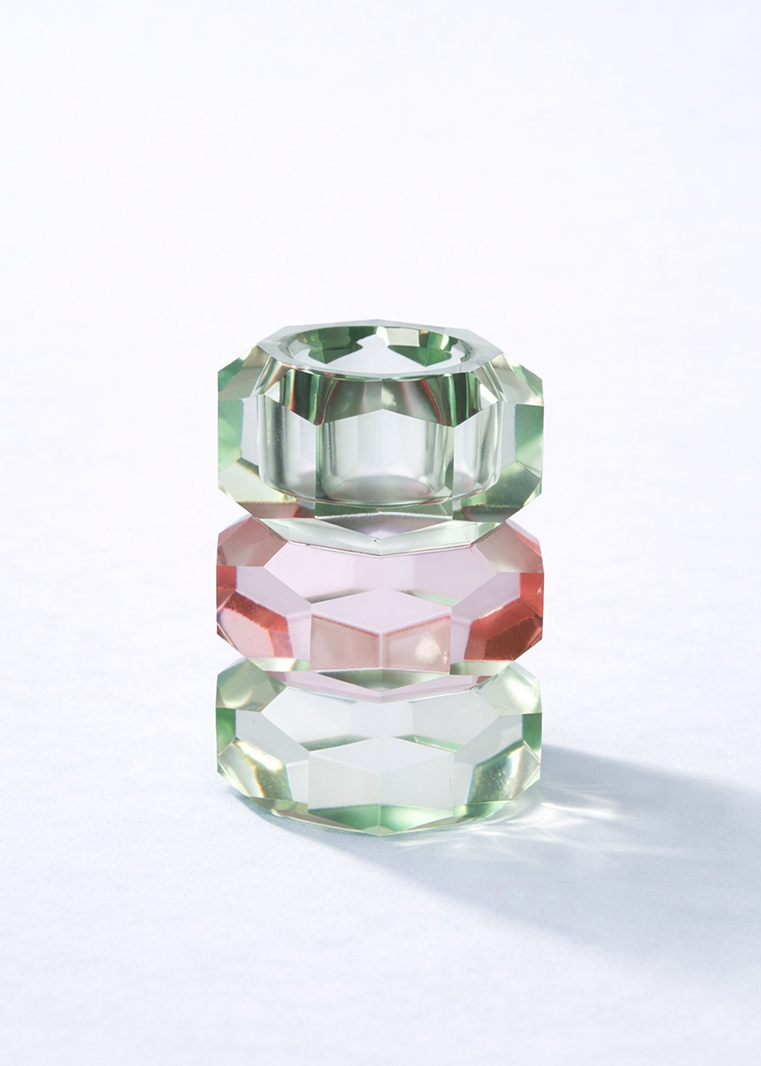 Geometrische Glazen Kristallen Kandelaar | Jade Roze