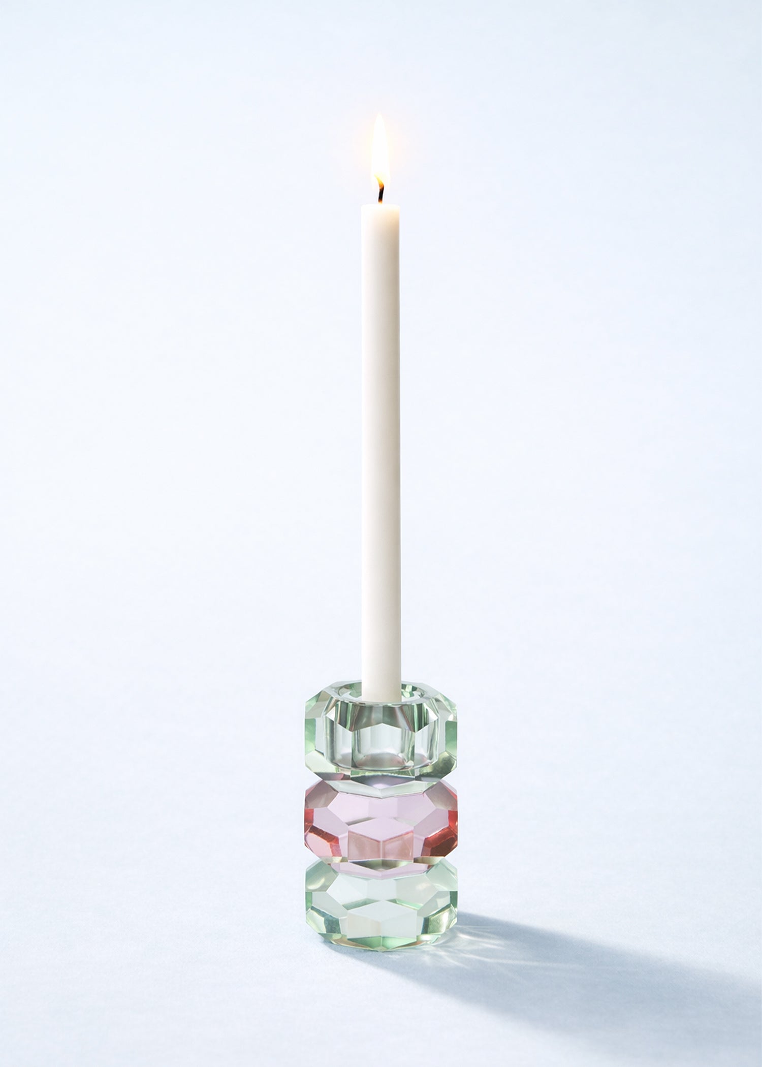 Geometrische Glazen Kristallen Kandelaar | Jade Roze