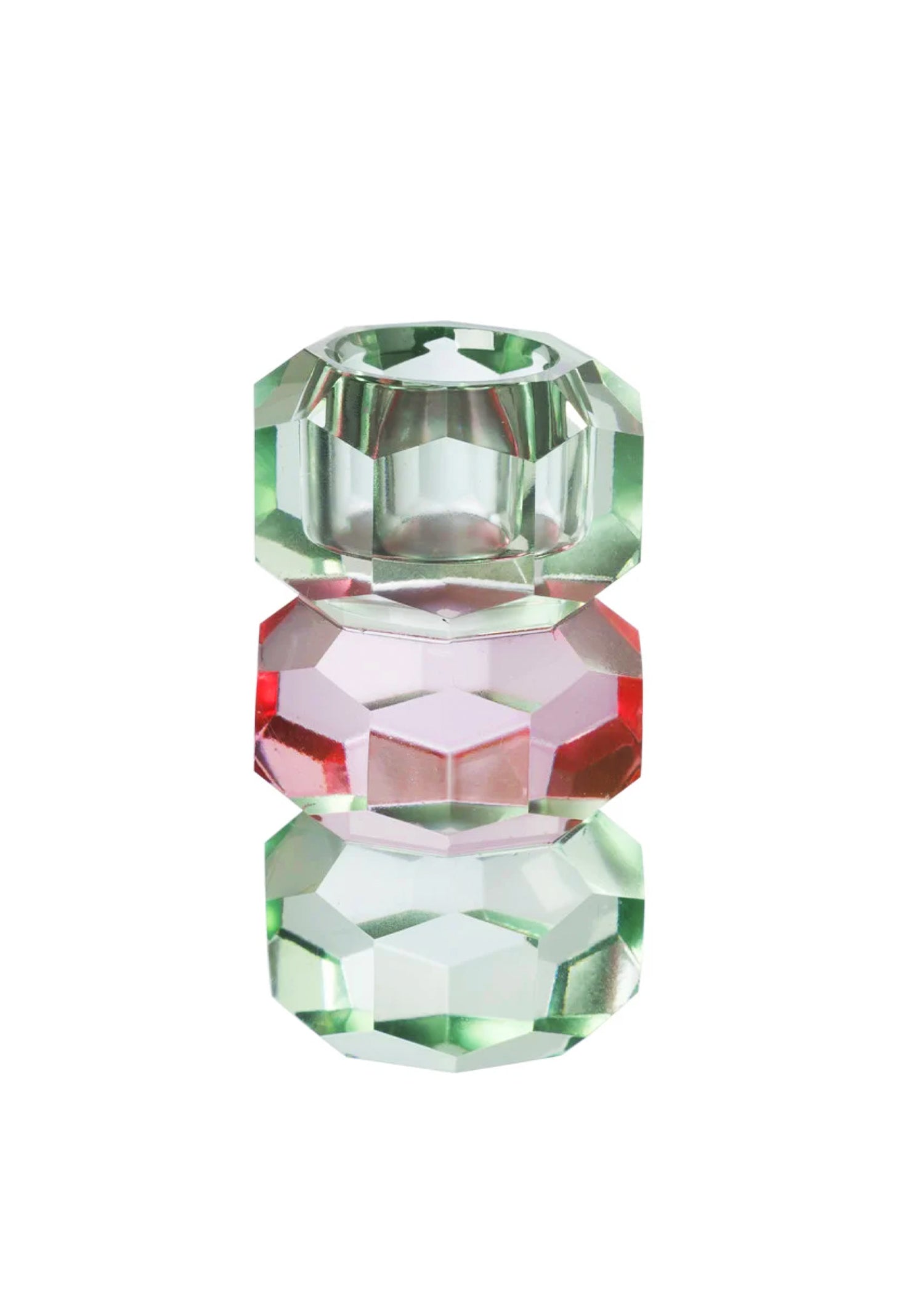 Geometrische Glazen Kristallen Kandelaar | Jade Roze