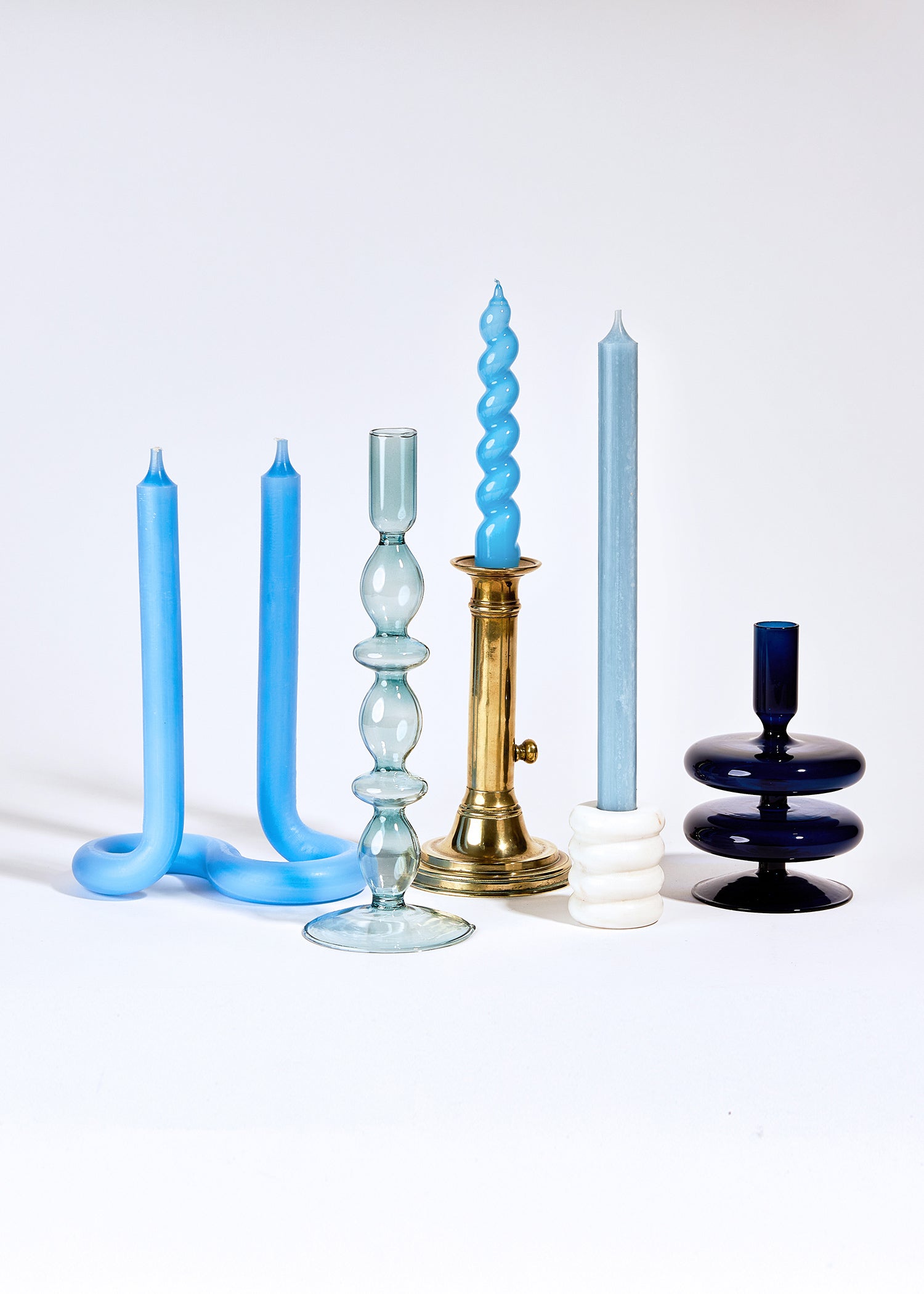 Glazen Kandelaar Bubble Oval | Ocean Blue