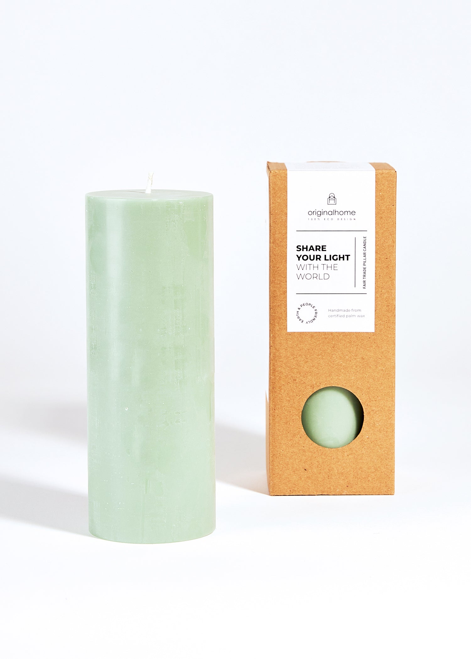 Fair Trade Pilaar Kaars | Zacht Groen