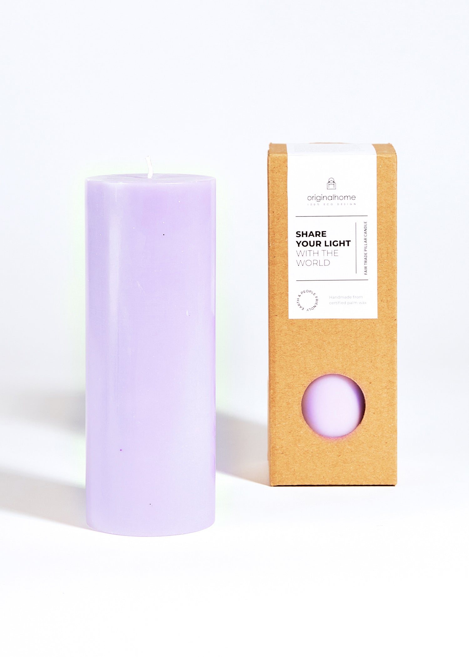 Fair Trade Pilaar Kaars | Lavendel Paars