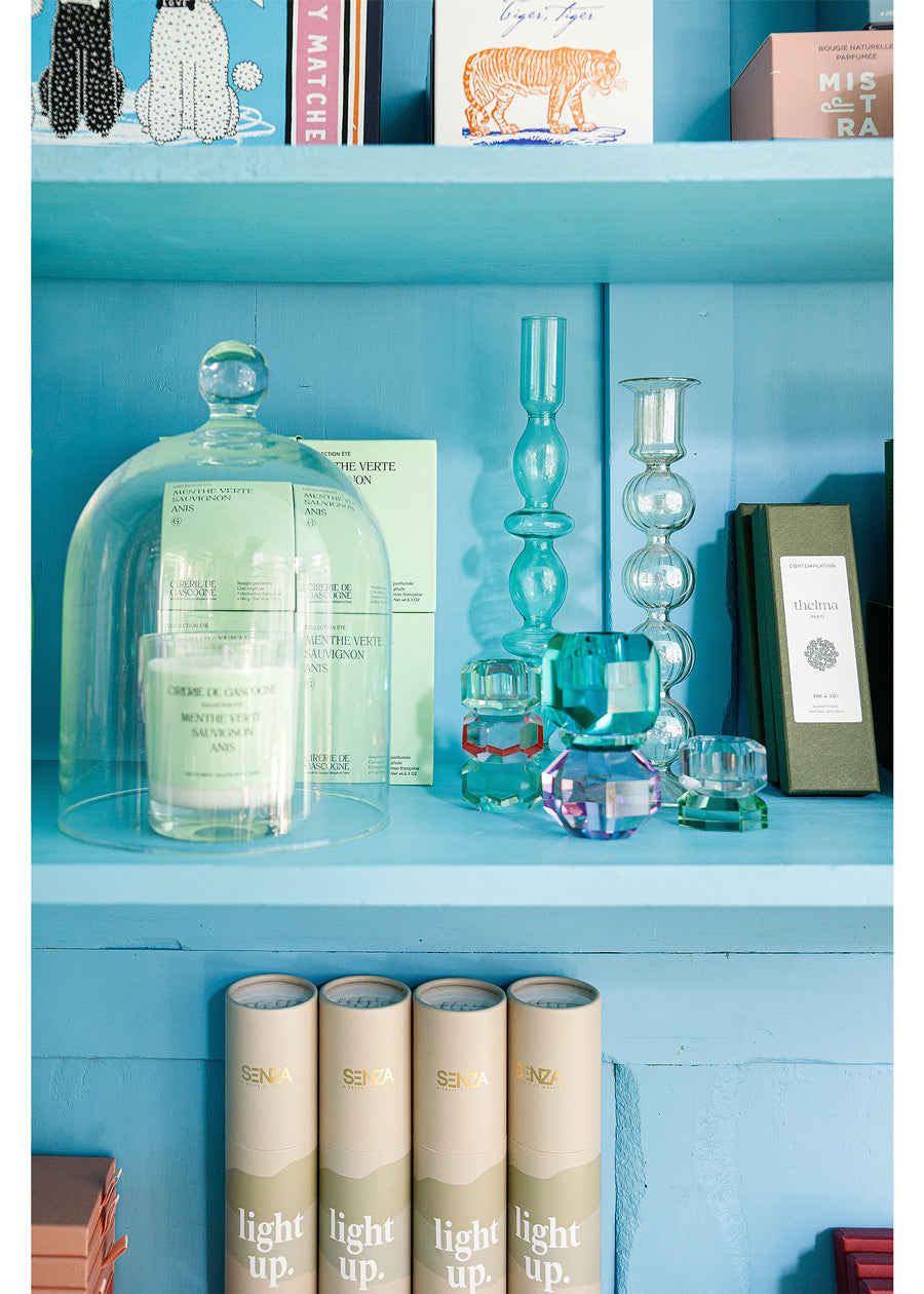 Geometrische Glazen Kristallen Kandelaar | Jade Roze