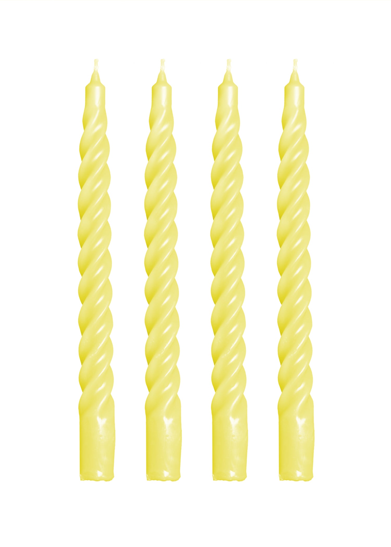 Gedraaide dinerkaarsen Suzumi lemon set van Kaars Online.