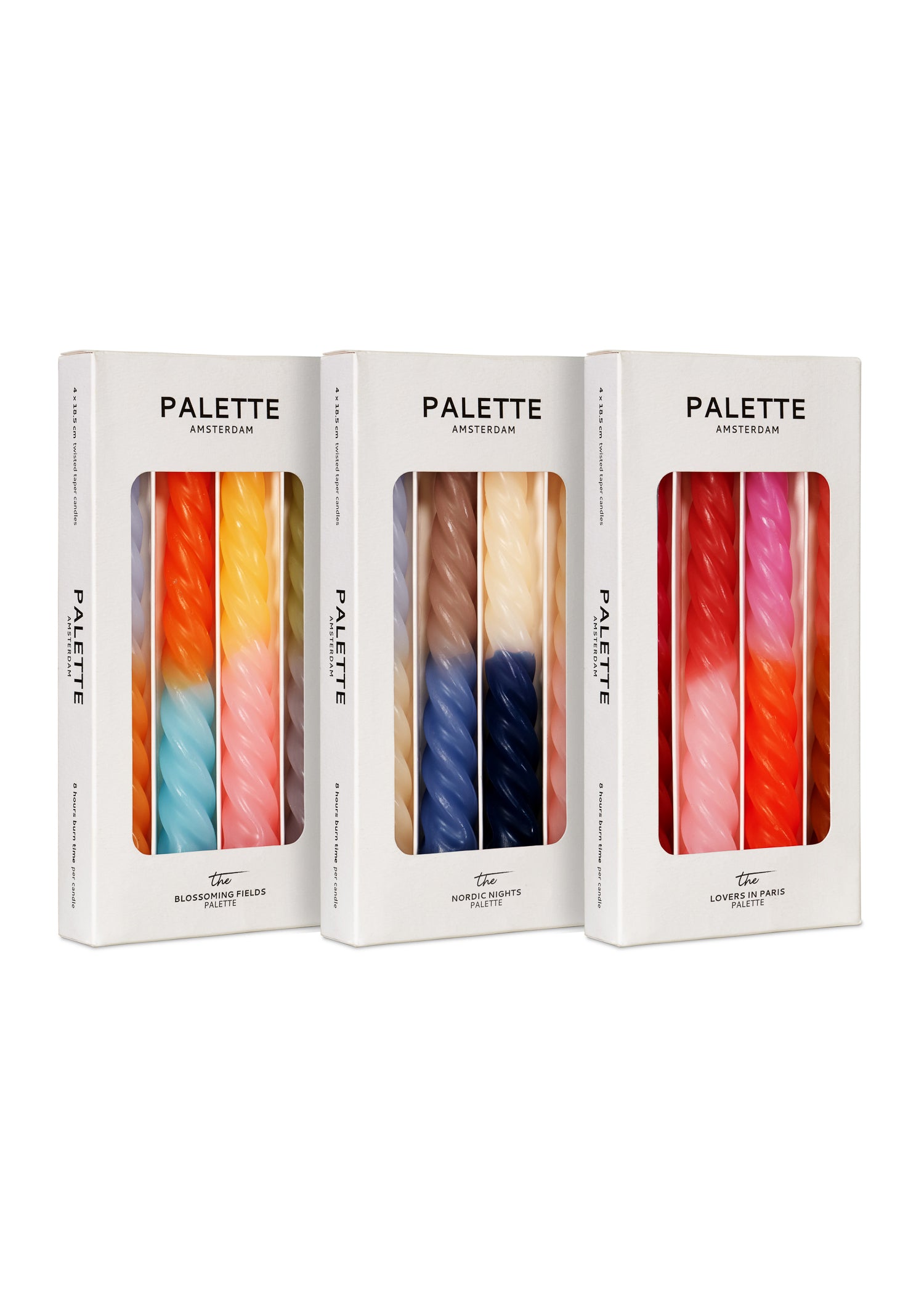 Kleurrijke gedraaide twist- of spiraal kaarsen set