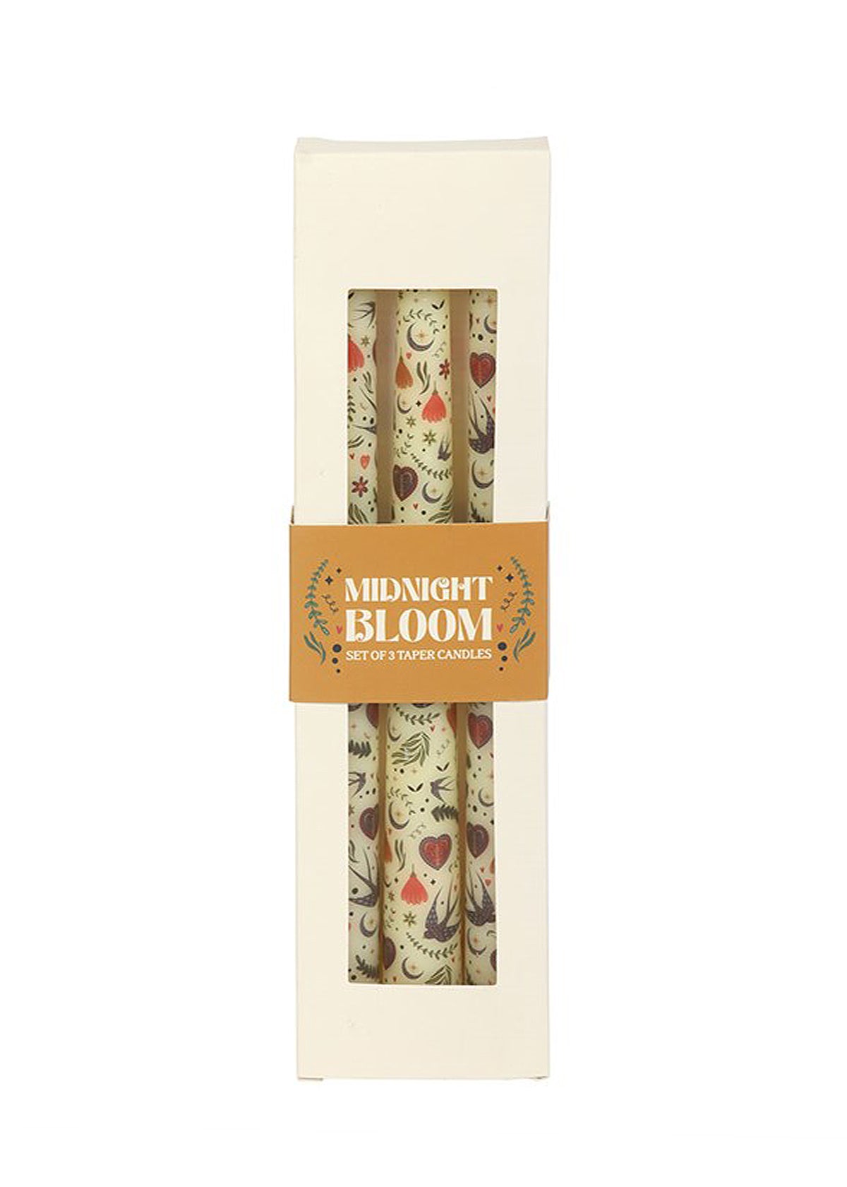 Creme Bloemen Print Taper Kaarsen Set