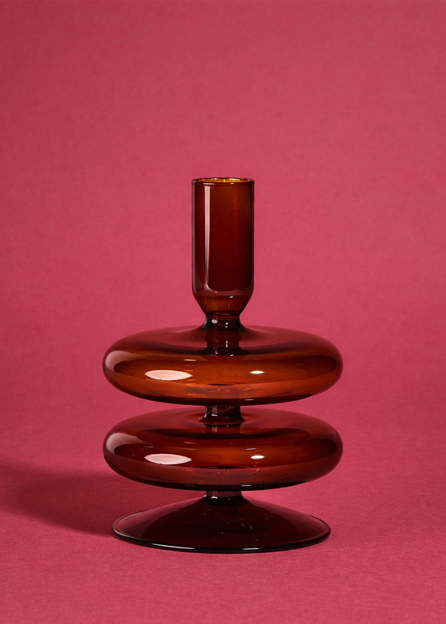 Glazen Kandelaar Double Bubble | Dark Sienna Brown