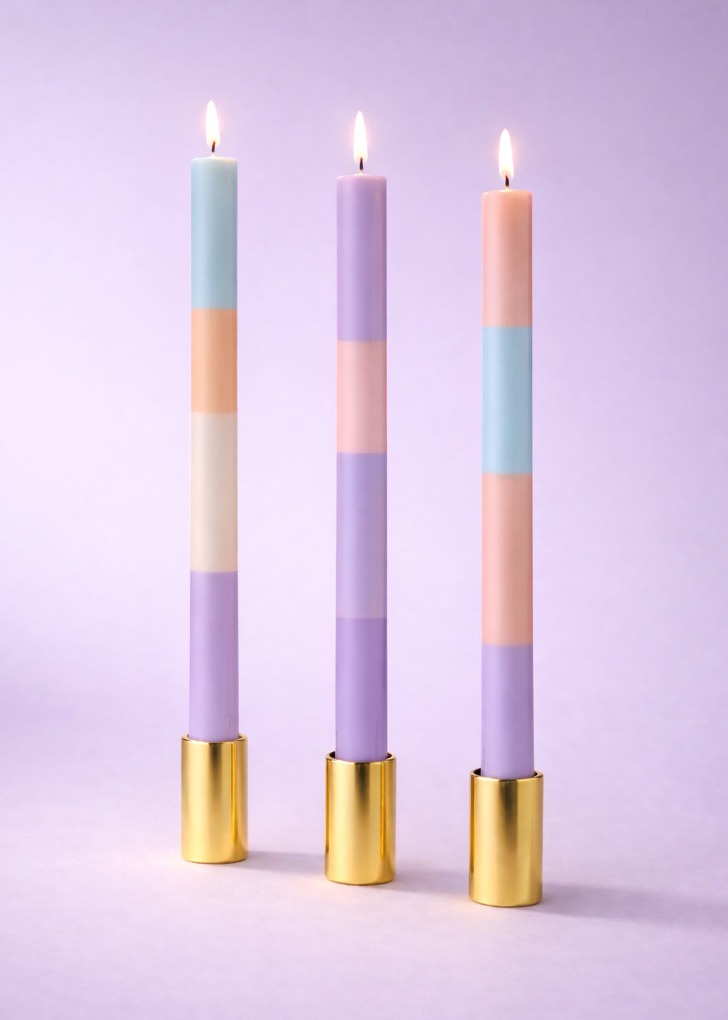 Gestreepte Kaarsen | Lila Blue Stripes