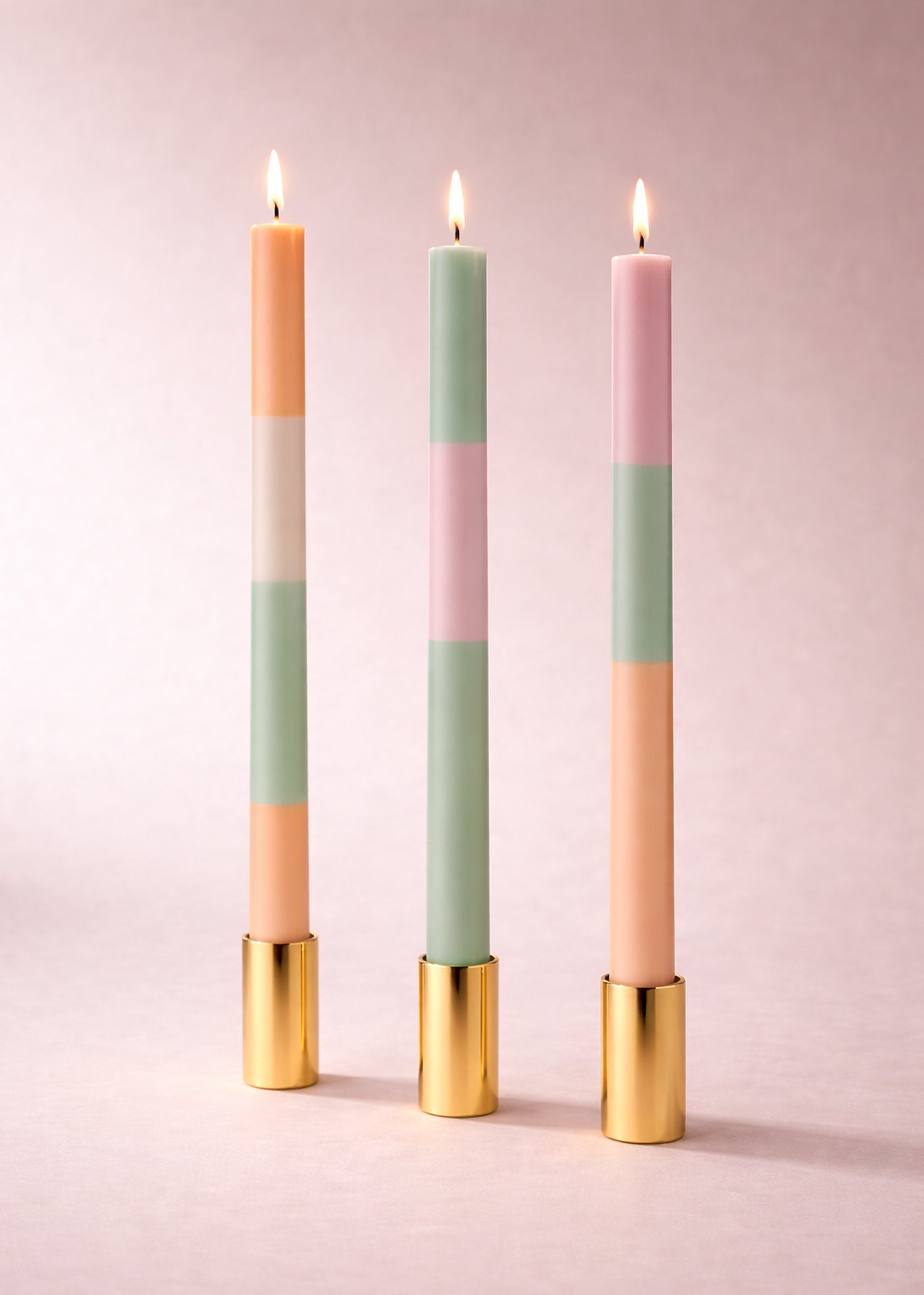 Gestreepte Kaarsen | Blossom Peach Stripes