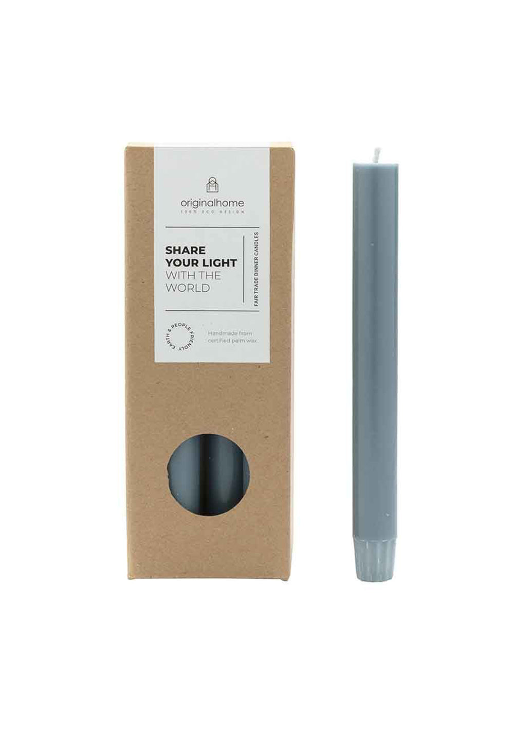 Fair Trade Dinerkaarsen | Ocean blauwgrijs