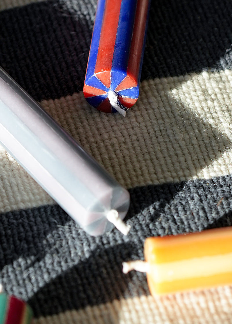 Gestreepte Diner Kaarsen | Blauw Rood