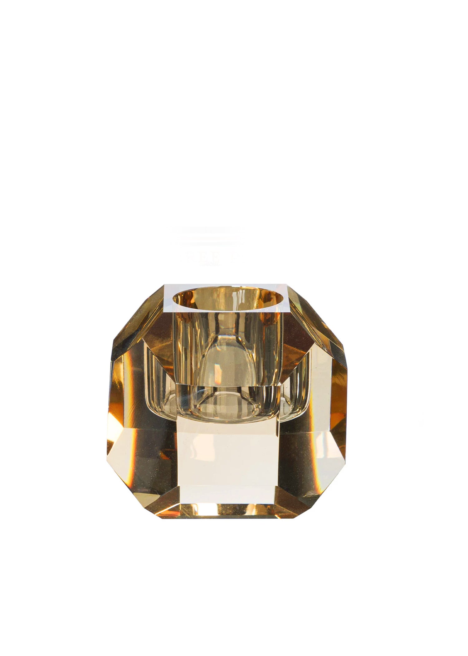 Kleine Kristallen Geometrische Kandelaar | Goud Oker Bruin