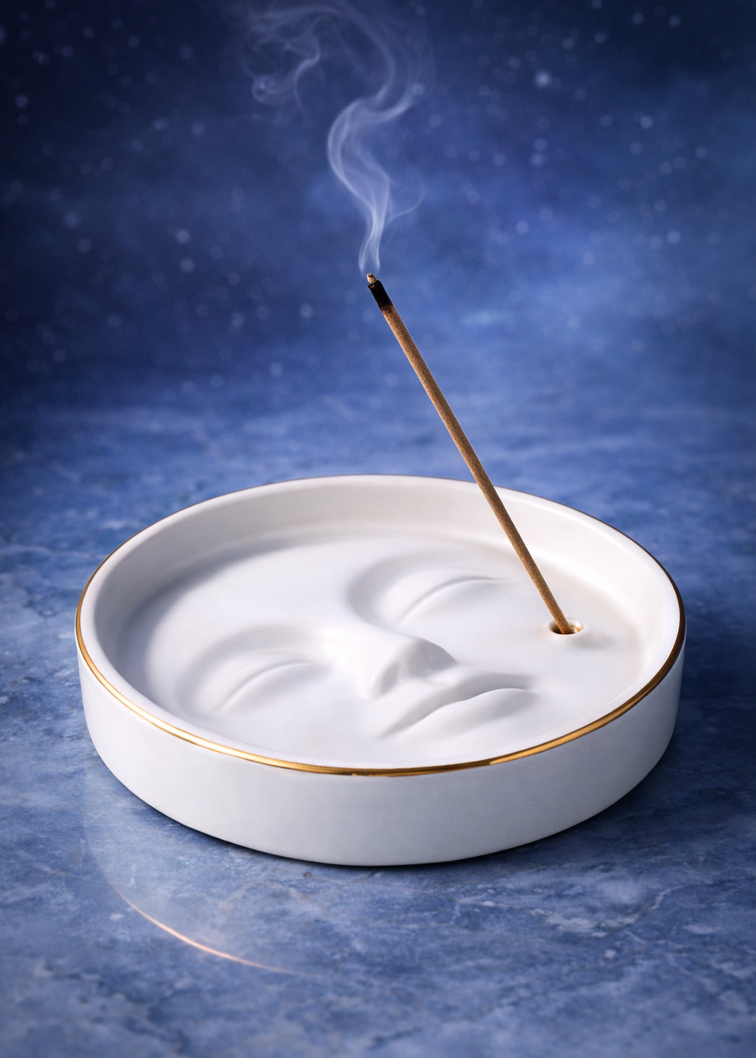 Keramische Wierookhouder  | Maan met Gezicht